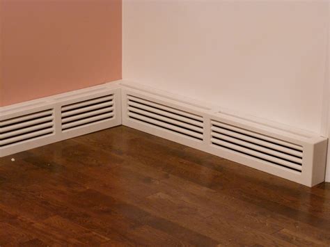 The easy slip-on baseboard heater cover that instantly rejuvenates ugly old, yet perfectly functional baseboard heaters. Baseboarders are the only one-size fits-most perforated steel baseboard heater covers that just slip over your existing baseboard heaters. Only the original front plate and end caps are removed/recycled. Installation takes a couple of minutes and does not require the use of ... 